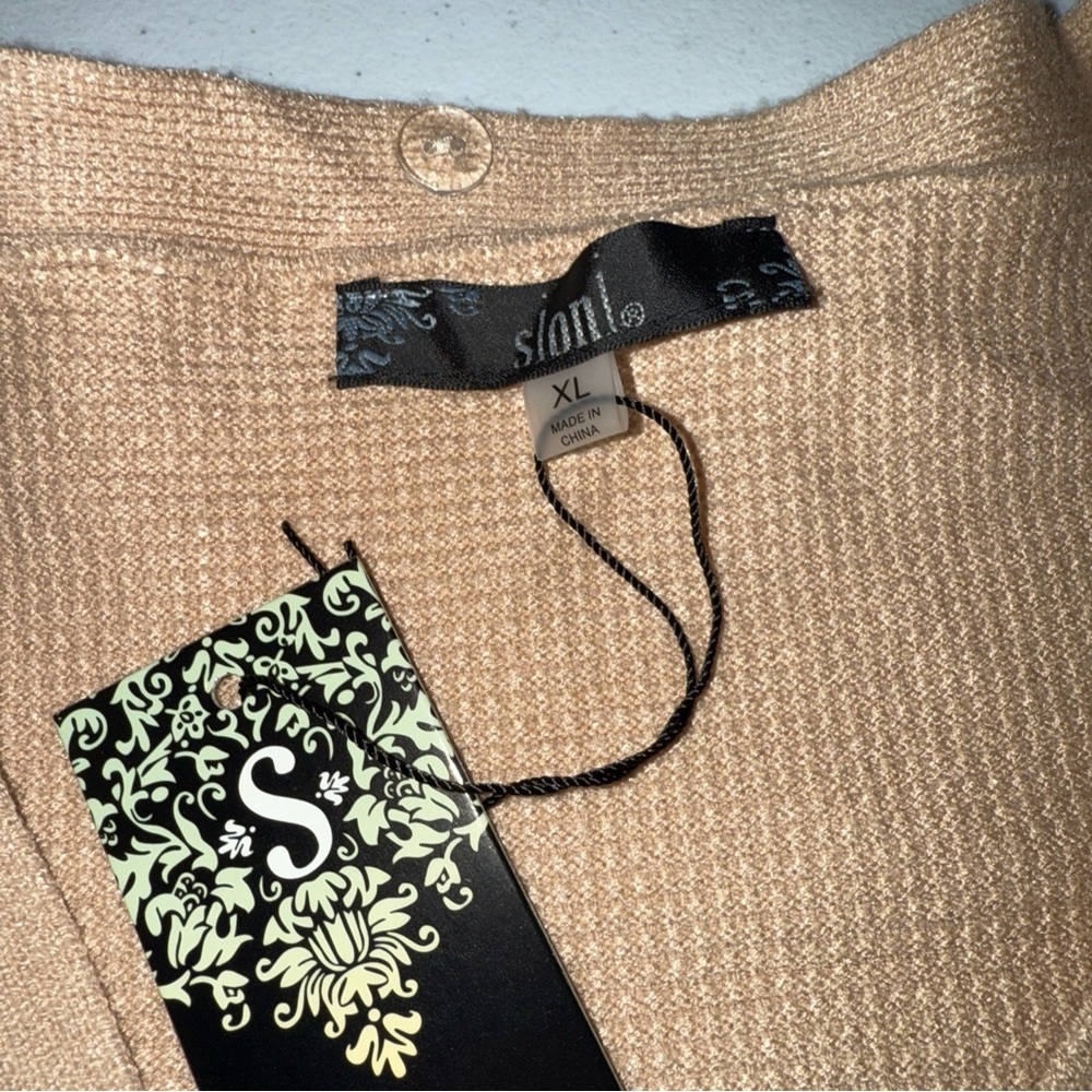 Sioni Women Cardigan Sweater Women Sz XL Beige‎ Pearl Buttons New NWT - Picture 2 of 12